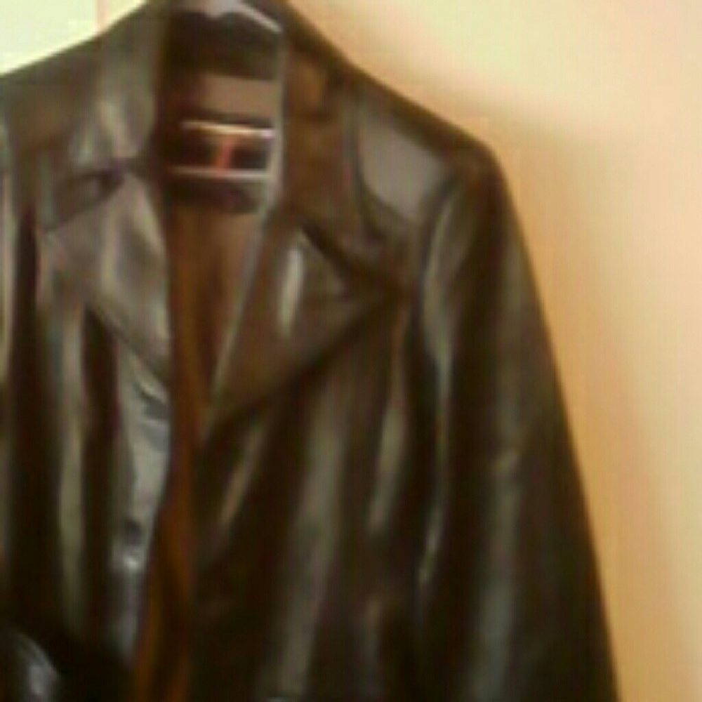 Woman's black leather blazer